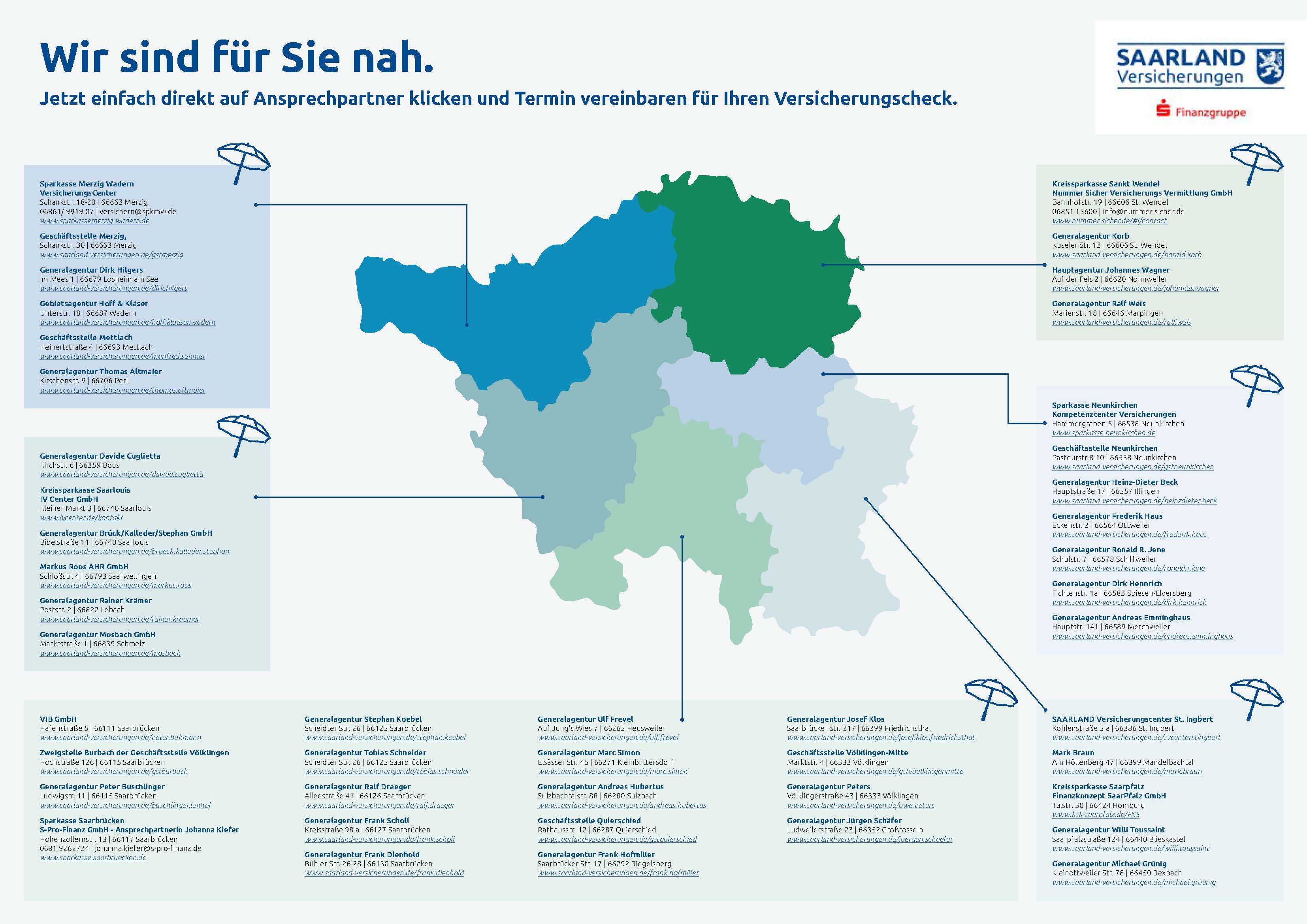 Übersicht Vertriebspartner SAARLAND Versicherungen