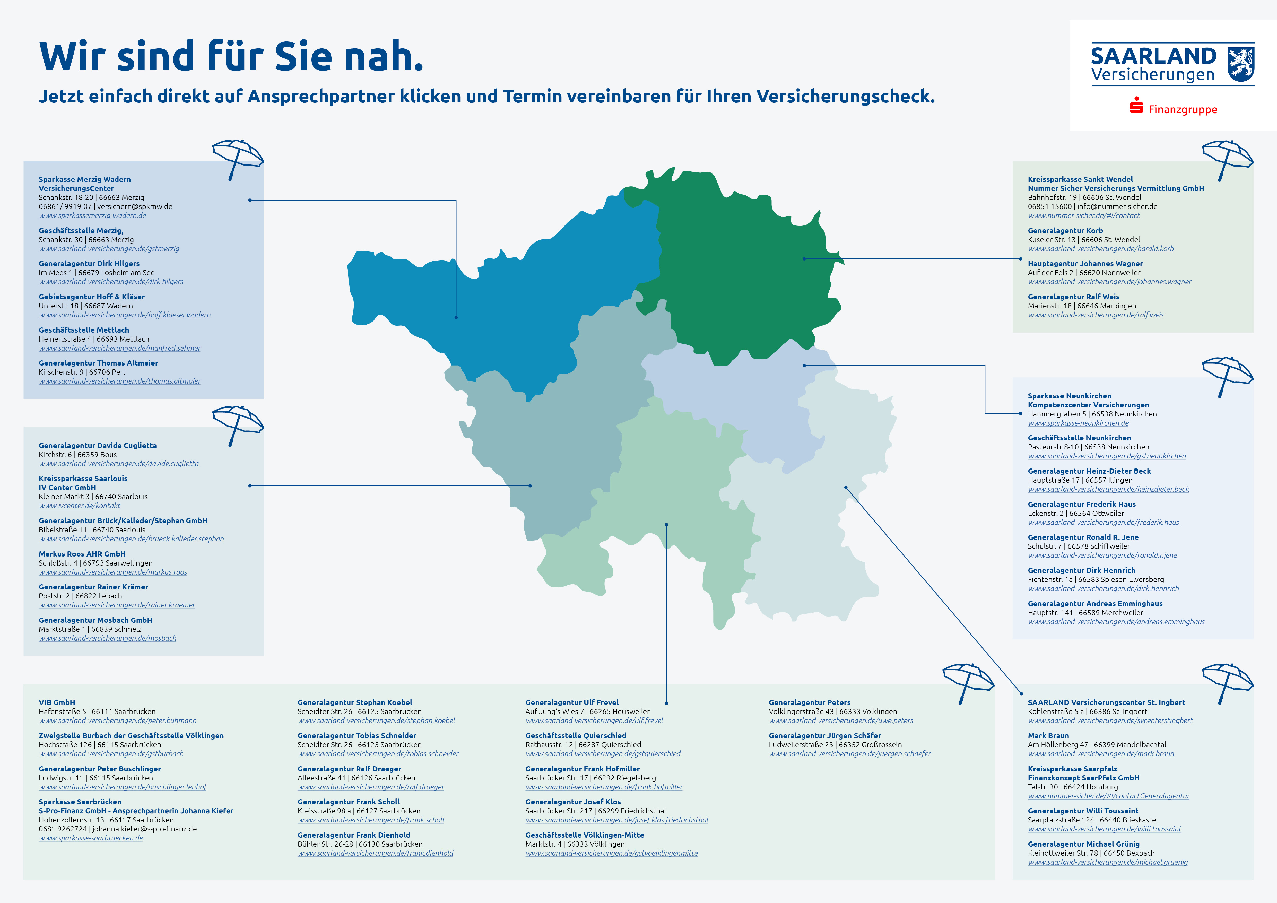 Übersicht Vertriebspartner SAARLAND Versicherungen