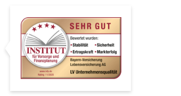 Siegel Insti­tuts für Vor­sorge- und Finanz­planung - LV-Unternehmensqualität-Rating: SEHR GUT