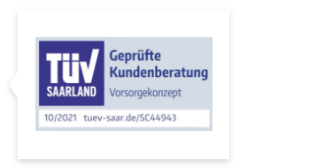 Siegel TÜV SAARLAND - Geprüfte Kundenberatung (Vorsorgekonzept)